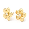 Brass Flower Stud Earrings with Clear Cubic Zirconia EJEW-Q770-10G-1