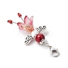 6Pcs 6 Colors Fairy Alloy Beaded & Glass & Acrylic Beaded Pendant Decoration HJEW-JM03064-5