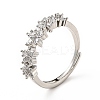 Clear Cubic Zirconia Flower Adjustable Ring RJEW-I087-08P-1