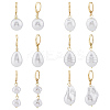 6 Pair 6 Style Natural Pearl Dangle Leverback Earrings EJEW-AN0003-56-1