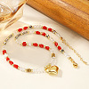 Brass Pendant Glass & Imitation Pearl & Synthetic Gemstone Beaded Necklaces for Women XO1597-1