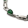 Teardrop Glass Link Chain Bracelets BJEW-H604-01P-01-3