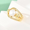 Brass Micro Pave Cubic Zirconia Finger Rings for Women RJEW-D340-02G-07-5