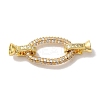 Oval Rack Plating Brass Micro Pave Clear Cubic Zirconia Fold Over Clasps KK-A225-14G-1