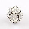 Antique Silver Plated Hollow Flower Pattern Rondelle Tibetan Style Alloy Enamel European Beads X-ENAM-Q421-10H-2