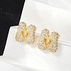 Brass Micro Pave Cubic Zirconia Stud Earrings EJEW-Z091-04G-M-4