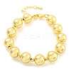 Rack Plating Round Brass Beaded Bracelets for Women BJEW-P322-13G-1