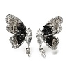 Brass Micro Pave Clear Cubic Zirconia & Quartz Stud Earring Findings KK-K388-17P-1