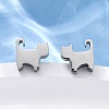 Tarnish Resistant 304 Stainless Steel Kitten Stud Earrings EJEW-F227-06P-4