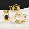 316 Stainless Steel with Natural Mixed Gemstone Cuff Rings RJEW-Z098-01G-01-2