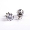 Flat Round 304 Stainless Steel Cubic Zirconia Stud Earrings EJEW-H306-38-4mm-A-1