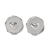 Tarnish Resistant 304 Stainless Steel Flat Round with Heart Ear Studs for Women EJEW-P234-16P-1
