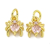Rack Plating Brass Micro Pave Cubic Zirconia Spider Charms ZIRC-I065-02B-1
