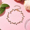 Brass Pave Green Cubic Zirconia Branch Links Bracelets for Women BJEW-JB10261-2