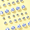 30Pcs 3 Styles Floral Printed Porcelain Beads PORC-FS0001-05-7
