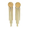 304 Stainless Steel Flat Round Tassel Stud Earrings EJEW-Q040-04G-2