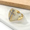 Brass Micro Pave Clear Cubic Zirconia Cuff Rings for Women RJEW-U041-05G-3