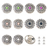 10Pcs 5 Colors Tibetan Style Flat Round Alloy with Resin Decorative Rivets BUTT-TA0001-31A-1