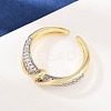 Brass Micro Pave Cubic Zirconia Adjustable Cuff Rings for Women RJEW-C140-13G-3