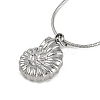 304 Stainless Conch Shell Shaped Pendant Round Snake Chain Necklaces NJEW-Z044-03P-1