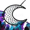Moon Woven Web/Net with Feather Hanging Ornaments HJEW-G025-09A-2