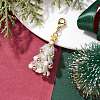 Christmas Tree Glass & Shell Pearl Pendant Decorations HJEW-TA00182-02-2