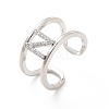 Clear Cubic Zirconia Initial Letter Open Cuff Ring RJEW-A012-01P-N-2