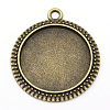 Tibetan Style Alloy Flat Round Pendant Cabochon Settings LS-TIBEP-M022-34AB-1