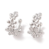 Brass Micro Pave Clear Cubic Zirconia Cuff Earrings for Women EJEW-I305-10P-1