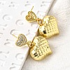 Textured Heart Brass Micro Pave Clear Cubic Zirconia Dangle Stud Earrings EJEW-Z099-02G-01-3