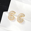 Brass Micro Pave Cubic Zirconia Stud Earrings EJEW-Z091-04G-C-4