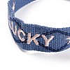 Word Lucky Polycotton(Polyester Cotton) Braided Bracelet with Tassel Charm LS-BJEW-F429-08-2