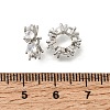 Heart Brass Micro Pave Clear Cubic Zirconia European Beads KK-Z156-10P-2