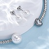 Round Plastic Imitation Pearl Stud Earrings & Rhinestone Cuff Choker Necklaces Sets SJEW-U003-11P-3
