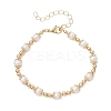 Natural Cultured Freshwater Pearl & Brass Beaded Bracelets for Women BJEW-JB13015-01-2