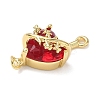 Brass with Glass Dark Red Sacred Heart Connector Charms X-KK-L253-27G-05-2