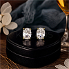 2 Pairs 2 Colors Brass Micro Pave Clear Cubic Zirconia Stud Earrings EJEW-GO0003-27-4