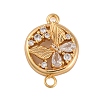 Brass Pave Clear Cubic Zirconia Connector Charms KK-Z066-08G-1