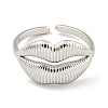 Non-Tarnish 304 Stainless Steel Lip Open Cuff Ring for Women RJEW-A043-20P-2