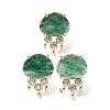 Brass Micro Pave Cubic Zirconia Stud Earring Findings with Natural Natural Green Strawberry Quartz KK-Z096-05G-02-1