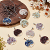 10Pcs 5 Styles Natural Amethyst & Lapis Lazuli & Rose Quartz & Garnet & Flower Amazonite Chip Tree of Life Big Pendants PALLOY-HY00014-4