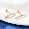 Clear Cubic Zirconia Curved Bar Stud Earrings EJEW-C023-07G-4