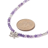 Clear Cubic Zirconia Bowknot Pendant Necklace with Natural Amethyst Beaded Chains for Women NJEW-JN04271-03-2