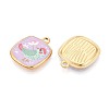 Printed Style 304 Stainless Steel Square Pendants STAS-T071-25A-G-2