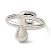 Initials Brass Open Cuff Ring for Women RJEW-N046-02F-P-2