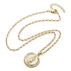 Flat Round with Virgin Mary Brass Micro Pave Cubic Zirconia Pendant Necklaces NJEW-S385-03A-G-3