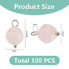 100Pcs Faceted Natural Rose Quartz Star Cut Round Charms G-HS0001-04-2