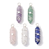 Natural Mixed Stone Double Terminal Pointed Pendants PALLOY-JF02673-1