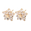 Flower Brass Micro Pave Cubic Zirconia Stud Earrings for Women EJEW-G428-28B-02-4