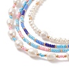 4Pcs 4 Style Natural Pearl & Glass Seed Beaded Necklaces Set NJEW-JN04080-4